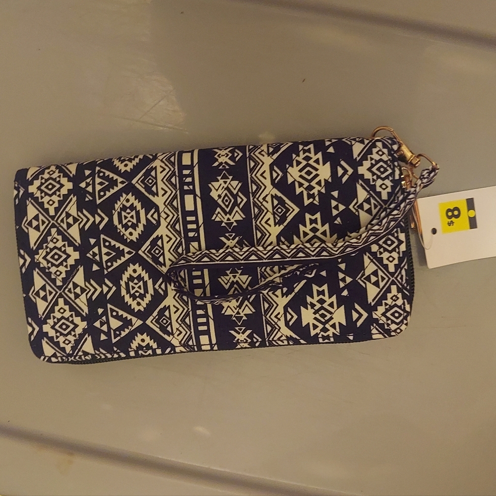 Navy and White Patterned Women's Wallet
